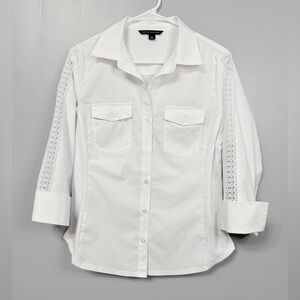 #5)  Zac & Rachel lace trim sleeve Classic White shirt
